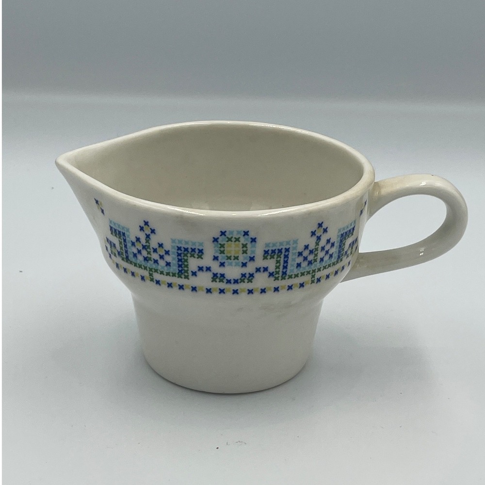 Jackson China Paul McCobb Creamer Vintage Mid Century Cross Stitch Pattern White